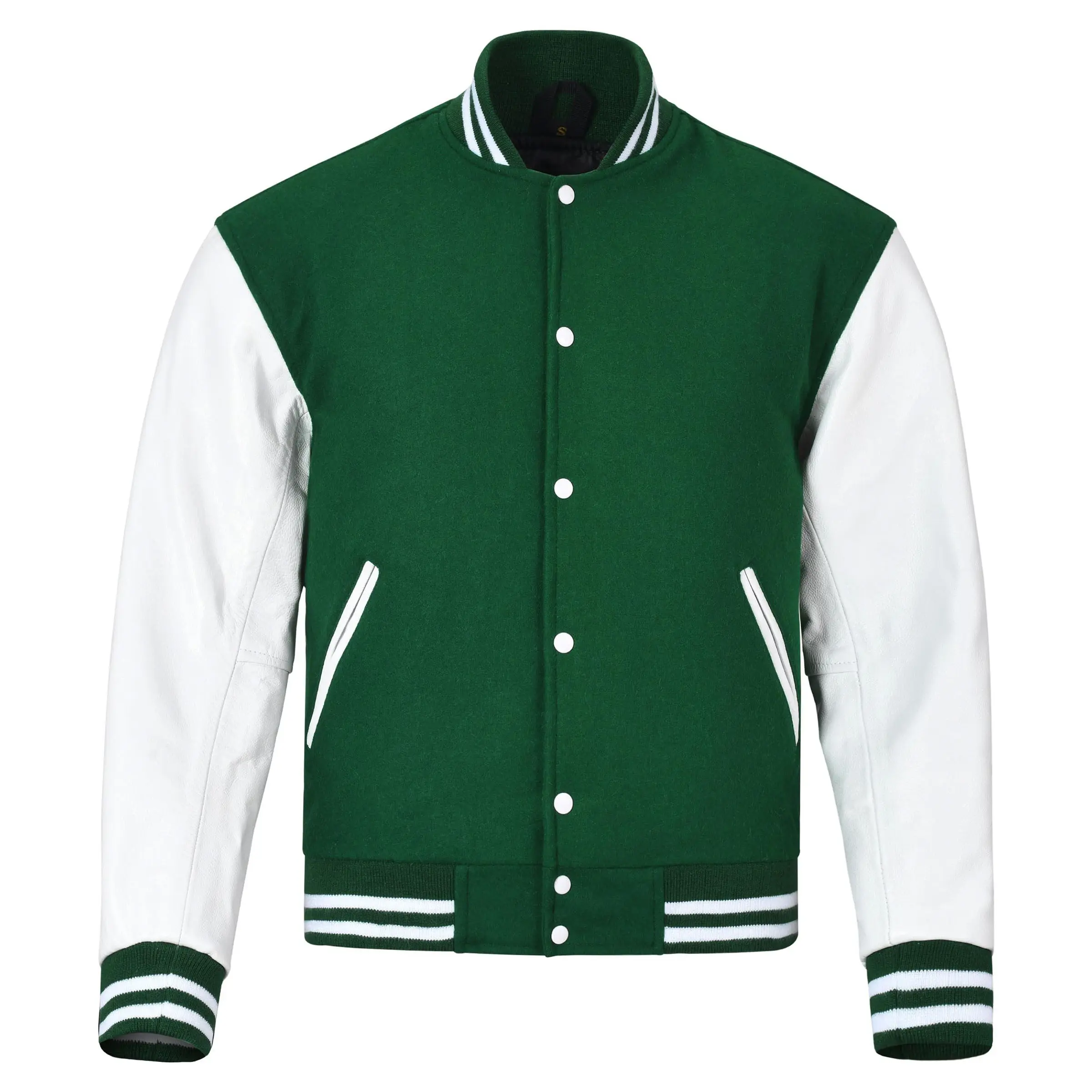 Benutzer definierte Herren Wolle Letterman Echt leder Varsity Jacke Stickerei Logos Patches und Labels Uni-Jacke für Männer