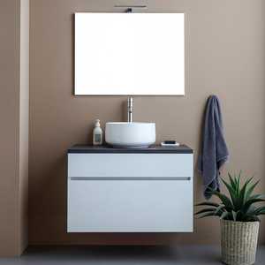 Mobile Bagno Sospeso Moderno Shanghai 80cm in Bianco e Antracite - Set Bagno - Product Image 2