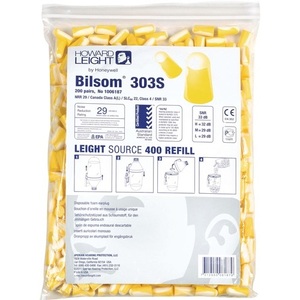 Bilsom 303S EN 352-2 SNR 32 DB Tapones para los oídos, paquete de repuesto de 200 pares, talla S, Honeywell Howard Light - Product Image 1