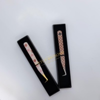 Pinset Bulu Mata GETUP BROSONS IMPEX GBI-EET 10mm Terbaik, Berlapis Kertas Motif Jaring Laba-laba, Baja Anti Karat, Ujung Serat Halus