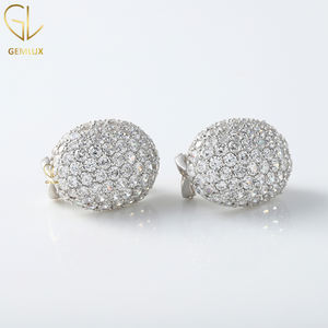 New Design High Quality Screw Back Round Lab Grown Dome Style Vintage Cluster Engagement Earrings For Women - Product Image 2
