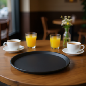 Ilsa 27.5x2h Polypropylene Round Non-Slip <b>Tray</b> Beverage <b>Serving</b> Set - Product Image 3