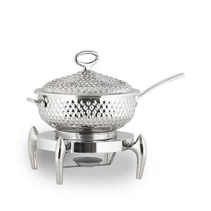 Calentador de alimentos para servir platos de frotamiento, equipo de catering, plato de frotamiento, calentador de alimentos para Buffet, plato de frotamiento de Metal con soporte para quemador - Product Image 4