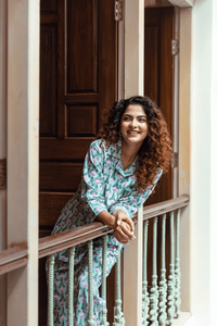 Conjunto de pijama de mujer, pijama de algodón, pijama de mujer, regalo para ella, regalo del Día de la madre, Conjunto de pijama con estampado de bloque, pijama de verano - Product Image 4