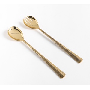 Serveur à salade en métal argenté avec longue poignée plate pour la maison et les hôtels Ensembles de cuillère et fourchette de service de table - Product Image 2