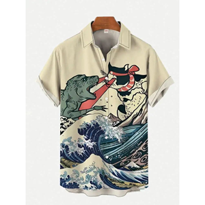 Haut de gamme Art Style Print chemise à manches courtes pour hommes haut décontracté nouvelle chemise - Product Image 1