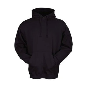 เสื้อสวมหัวแบบสวมหัวสำหรับผู้ชายเสื้อกันหนาวแบบสวมหัวทรงหลวมสีดำผ้าฝ้าย100% สตรีทแวร์กำหนดโลโก้ได้เอง - Product Image 1