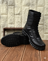 Bottes tactiques d'extérieur robustes et de haute qualité, noires, toutes saisons, antidérapantes, avec embout en acier anti-écrasement, en cuir suédé, de sécurité