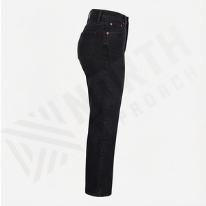 Jeans à jambes larges pour femmes de haute qualité, taille haute, couleur personnalisée, denim délavé, mode décontractée, coupe ample, vente, pantalon de qualité supérieure - Product Image 3
