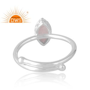 Anillo de piedras preciosas de cuarzo rosa Natural de Plata de Ley 925, joyería personalizada para mujer, regalo para ella - Product Image 2