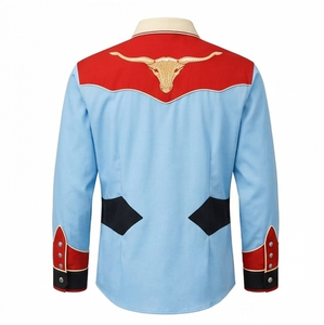 Camisa Vaquera Occidental Unisex de Corte Ajustado con Ribete en Contraste, Personalizada OEM, Manga Larga, Bordada, con Botones - Product Image 3