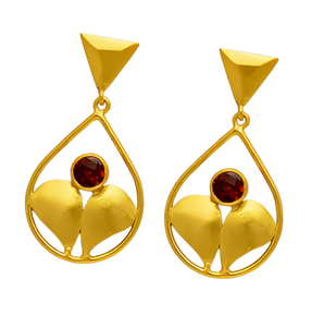 Garnet Round Cut Gemstone Handmade Gold Plated 925 <b>Sterling</b> <b>Silver</b> Stud <b>Earrings</b> Jewelry Classic Fashionable <b>Earring</b> for <b>Women</b>. - Product Image 4