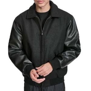 Vente en gros de vestes universitaires en laine Letterman 100% pour hommes, veste vintage d'hiver à fermeture éclair, vêtements pour hommes, couleur noire - Product Image 1