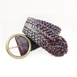 Woven Knitted Polyester Yarn <b>Lace</b> Fabric Vegan Belts Alloy Pin Round Buckle <b>Elastic</b> Stretch Eco Friendly Denim Fashion Custom - Product Image 2