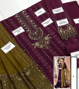 2023 Venta caliente colección de Bodas de lujo indio pakistaní gasa bordada Salwar Kameez pesado vestido de fiesta de piedra - Product Image 4