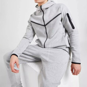 Ropa de calle Nuevo diseño Chándales de gran tamaño para hombre con diseño personalizado Sudaderas con cremallera Trajes Conjunto de dos piezas - Product Image 4