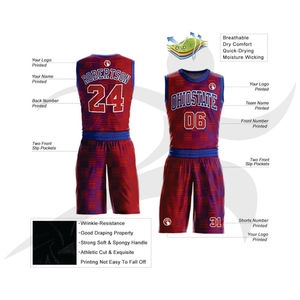 Uniforme personnalisé de haute qualité Maillot de basket-ball noir et rouge Maillot de basket-ball d'été - Product Image 4