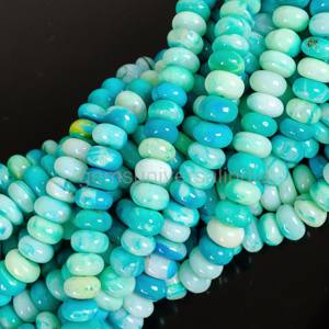 Perles de pierres précieuses lisses d'opale verte naturelle ombragées 8mm perles de rondelle d'opale pour la fabrication de bijoux en gros 16 "bonbons opale pierre en vrac - Product Image 6