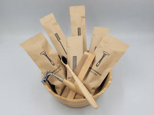 Ensemble d'accessoires de salle de bain en bambou de haute qualité écologique et élégant avec support de distributeur en acier et en plastique pour articles de toilette - Product Image 3