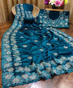 Latest New Designer Embroidery Work Saree Wholesale Lowest Price Market Surat Gujarat Ethnic Garment Apparelgarment - Product Image 6