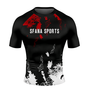 Ensemble de protection contre les éruptions cutanées et shorts à manches courtes pour hommes pour MMA BJJ Grappling Training Compression Fit Quick Dry Tissu confortable et durable - Product Image 2