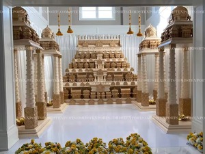 Pilar de Ganesh del sur de la India, decoración de Mandap de boda, Mandap dorado, Mandaps de boda india de EE. UU., estructuras de fibra tradicionales y modernas - Product Image 2