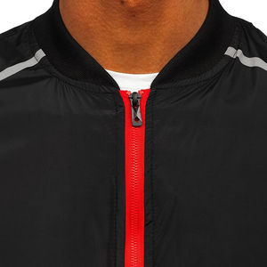 Último diseño 100% poliéster lona invierno Casual sólido Slim Fit hombres chaqueta de bombardero impermeable con logotipo frontal nueva llegada - Product Image 6