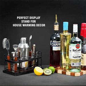 Support noir élégant avec ensemble de barres argentées Verres design élégants pour bar à domicile servant des divertissements et des cadeaux d'Inde - Product Image 4