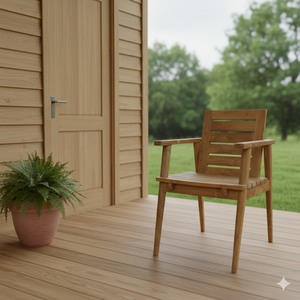 Silla de Comedor Moderna de Madera de Teca Sólida, Ecológica, con Acabado Natural para Uso en Exteriores, Ideal para Villas - Product Image 3