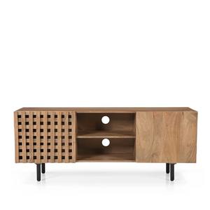 Meuble TV moderne en bois de noyer massif flottant, design nouveau, rangement, style campagnard contemporain, chambre à coucher, salon, meuble multimédia durable - Product Image 1