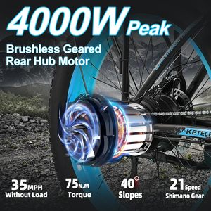 Bici elettrica per adulti 4000W per Brushless doppio motore 12V 23Ah rimovibile bicicletta telaio in alluminio 24 "grasso pneumatico - Product Image 3