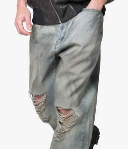 Jeans de Mezclilla Desgastados de Corte Recto, Estilo Vintage, Lavado Azul, Diseño Nuevo y Moderno para Hombre - Product Image 5