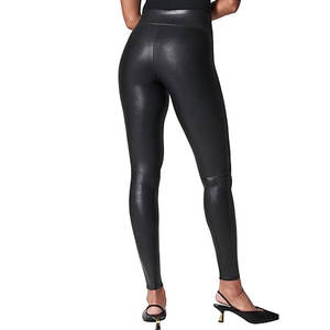 Leggings en cuir taille haute pour femmes, design personnalisé - Tissu tricoté uni, saison printemps - Product Image 1