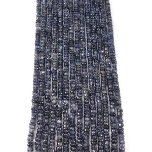 Iolite naturel lisse Rondelle perles Iolite plaine perles pierres précieuses naturelles fabrication de bijoux collier 13.50 pouces brin - Product Image 1