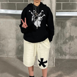 Nouvelle collection hiver 2026 : Shorts longs en mohair pour femmes, grammage lourd, design personnalisé, 100 % mohair et coton, matière chaude - Product Image 4