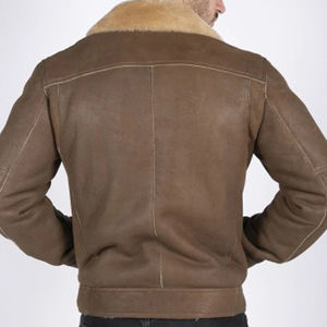 Chaqueta Bomber de piel de oveja hecha a medida para hombre, diseño de moda con características a prueba de viento y logotipo personalizado - Product Image 5
