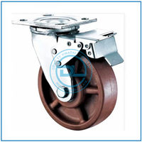 Roulettes pivotantes marron de haute qualité avec frein latéral 360°, diamètre de roue 150*50mm, garantie 1 an, en acier chinois