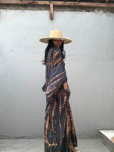 Kimono de manga larga bohemio con cinturón para mujer, Kimono sexy elegante de talla grande de rayón teñido anudado de diseñador, novedad de 2022 - Product Image 4