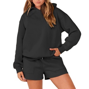 Ensemble confortable pour homme : sweat à capuche et short en polyester/coton, taille élastique, toile décontractée, doux, impression de logo personnalisée, service OEM - Product Image 5
