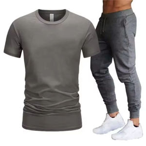 2025 Mens Tracksuit Customized Logo Print Oversized T Shirt With <b>Trouser</b> Light Weight 100 % Cotton Durable Outdoor Wear - Product Image 4