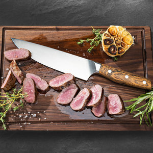 Wholesale 8-Inch Kitchen <b>Chef</b> Knives Handmade Stainless Steel Blades Leather Sheath Custom Logo Professional-Min. Order 10pcs - Product Image 1