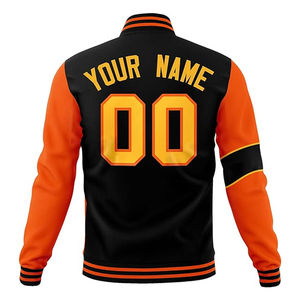 Vibrant Orange Black Lightweight Bomber <b>Jacket</b> for Adults Youth Personalized Varsity Baseball Design Stitched Text Logo Custom - Product Image 2