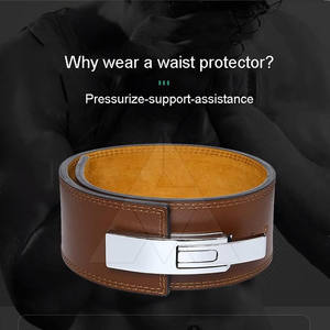 Vêtements d'entraînement antidérapants en cuir de vachette robuste Ceinture à levier d'haltérophilie avec logo personnalisé pour le fitness - Product Image 3