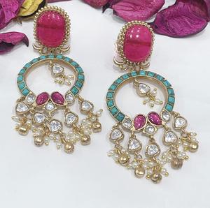 Boucles d'oreilles en moissanite de qualité supérieure, finition or, style traditionnel, pour femmes et filles, collection de bijoux de mariage - Product Image 3