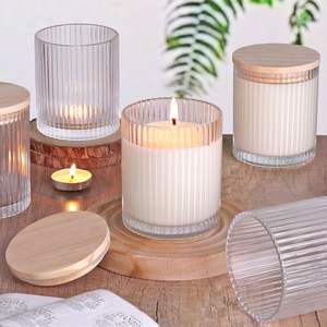 Glass Jars with Wooden <b>Lids</b> and Labels, Empty Candle Jars, Candle Containers Vessels for Candle Making Supplies Wholesale Supply - Product Image 6