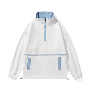 Fashionable Trendy All-Match Fresh Style Unisex Winter Half <b>Zip</b> Hoodie Long Sleeve Loose Embroidered Base <b>Shirt</b> Women Men - Product Image 2