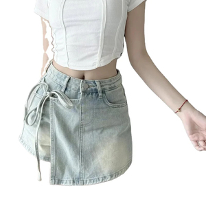 Jupe crayon en denim extensible pour femme, longueur genou, tenue de bureau, silhouette professionnelle, élégante, pièce inférieure bleue - Product Image 2