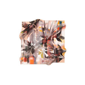 Foulard carré en coton rose poudré à motifs floraux, style mouchoir de poche tendance - Product Image 1