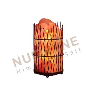 Nouvelle lampe de sel de l'Himalaya, cristaux de roche naturels, paniers en fer, tiges en forme de zigzag avec cordon de variateur pour spa, sauna, décoration - Product Image 3