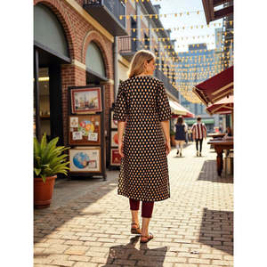 Vestido Kurta recto estampado de algodón puro para mujer Evolve - Product Image 4